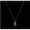 Image 1 : 14KT Two-Tone Gold 0.05ctw Diamond Pendant With Chain