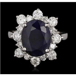 14KT White Gold 5.49ct Sapphire and Diamond Ring