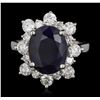 Image 1 : 14KT White Gold 5.49ct Sapphire and Diamond Ring