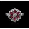 Image 1 : 14KT White Gold 1.06ctw Ruby and Diamond Ring