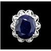 Image 1 : 14KT White Gold 11.35ct Sapphire and Diamond Ring