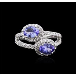 14KT White Gold 1.37ctw Tanzanite and Diamond Ring