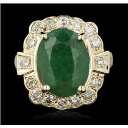 14KT Yellow Gold 3.72ct Emerald and Diamond Ring