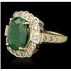 Image 2 : 14KT Yellow Gold 3.72ct Emerald and Diamond Ring