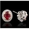 Image 2 : 14KT Two-Tone Gold 3.54ctw Ruby and Diamond Earrings