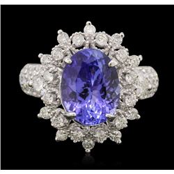 14KT White Gold 4.30ct Tanzanite and Diamond Ring