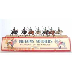 Britains set 66 13th Duke of Connaught's Own Indian Lancers, circa 1950, green jackets, six sowar...