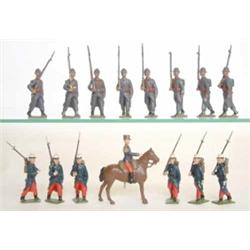 Britains set 1711 French Foreign Legion, mounted officer and six troopers marching at the slope,...