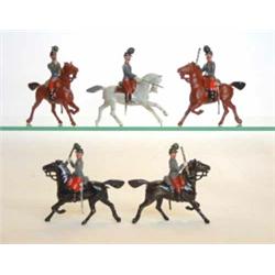 Britains set 139 Chasseurs a Cheval, 1925-41, four troopers with long carbines, officer with swor...