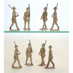 Britains set 1544 Australian Infantry, introduced 1937, service dress, seven marching at the slop...