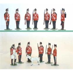 Britains Fort Henry Guards, set 2148 ten at attention, two officers with swords and mascot goat,...