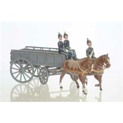 Britains set 146 Royal Army Service Corps, circa 1920, grey-painted supply wagon with driver and...