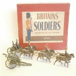 Britains set 2077 King's Troop Royal Horse Artillery, 1953-59, six-horse team, gun and limber in...