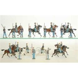 Britains US Civil War, post-war, Confederate Cavalry, five from set 2055, Union Cavalry, five fro...