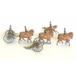 Britains set 144 Royal Field Artillery, first version circa 1906, six horse team with collar harn...