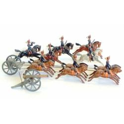 Britains set 125 Royal Horse Artillery in full dress, circa 1904, small size, four mounted gunner...