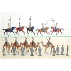 Britain Colonial Army, pre-war set 115 Egyptian Cavalry, four lancers and officer with sword, 117...