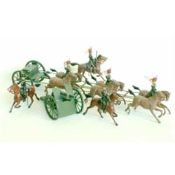 Britains set 39 Royal Horse Artillery, composite, six horse team with three outriders, matt green...