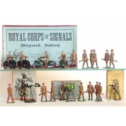 Britains set 1791 Royal Corps of Signals, Dispatch Riders, four riders, 1939-41, together with 16...