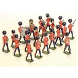 Britains set 37 Band of the Coldstream Guards, circa 1920, twenty bandsmen including drum major,...