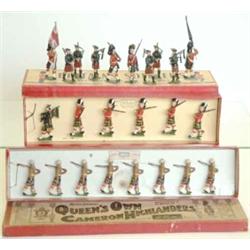 Britains sets 114 and 77, set 114 Queen's own Cameron Highlanders, 1935-47, eight marching at the...