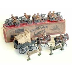 Britains RAMC, service dress, set 145 fumed metal, Ambulance with tilt, two seated men, four-hors...