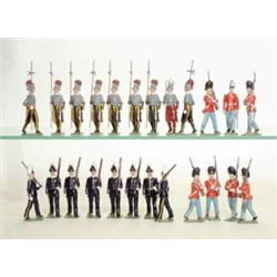 Britains foreign troops, post-war, set 2019 Denmark Livgarde, six troopers and officer, 1955-59,...