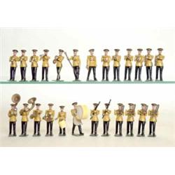 Britains set 2110 US Military Band, 1956-59, full dress uniform in yellow with black frogging, 25...
