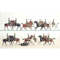 Britains khaki cavalry, set 159 Territorial Yeomanry, five mounted (one horse two legs a.f.) set...