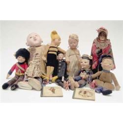 A Chad Valley cloth sailor doll (8ins) similar khaki officer (8ins) Norah Wellings "Little Pixie"...