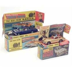 Corgi Toys 497 Man From U.N.C.L.E Thrushbuster with Waverly Ring, and 261 James Bond Aston Martin...