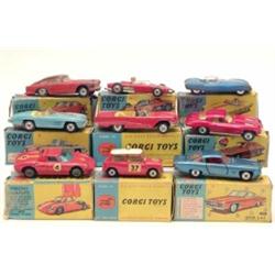 Corgi Toys sports and racing cars, 317 Monte Carlo Mini Cooper "S", and eight others, good, all i...