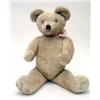 Image 1 : An English Teddy Bear, early post-war, in blonde mohair plush with woodwool and kapok filling, jo...
