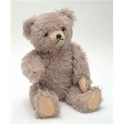 An Hermann - type "Zotty" Teddy Bear, with clipped protruding snout, glass eyes and jointed limbs...