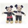 Image 1 : Mickey and Minnie Mouse, post-war, in black and white felt with costume, (13.5 ins - fair)...