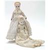 Image 1 : Two late 19th century wax over composition dolls, with glass eyes and peg-wood limbs, clothed. 14...