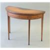 Image 1 : A late 18th century satinwood demi lune card table with rosewood cross banding and later painted...