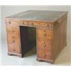 Image 1 : An early 19th century mahogany partners desk of unusually small size with green leather top over...