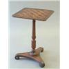 Image 1 : A Regency square occasional table with rosewood and satinwood chess board top on a finely spiral...