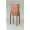 Image 1 : A George III laburnum and cocus wood collectors cabinet, with gilt brass side handles and two doo...