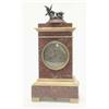 Image 1 : A 19th century breche and cream marble mantel clock, with bronze bird-group surmount, silvered br...