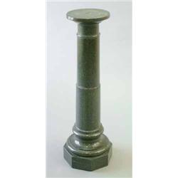 A late 19th century verde antico marble tapering columnar pedestal, on octagonal base, 3ft high...
