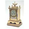 Image 1 : A French late 19th century gilt bronze and porcelain mantel clock, the rectangular case with a pa...