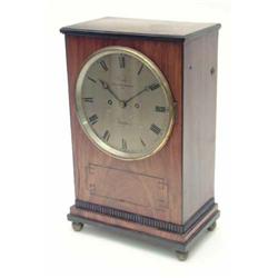 A Regency mahogany bracket clock by Grohe of Wigmore Street, London, the 7.5in silvered dial in a...