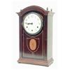 Image 1 : An Edwardian mahogany chiming bracket clock, the tall rectangular case with domed top inlaid with...