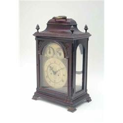 A good George III pearwood bracket clock, by David Davies, London, with engraved arched brass dia...