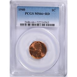 1940 LINCOLN CENT, PCGS MS-66+ RED
