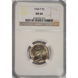 1944-P SILVER JEFFERSON NICKEL, NGC MS-66