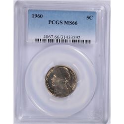 1960 JEFFERSON NICKEL, PCGS MS-66   RARE!!