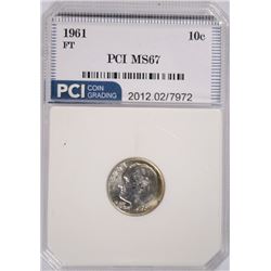 1961 ROOSEVELT DIME, PCI MS-67 FULL TORCH!